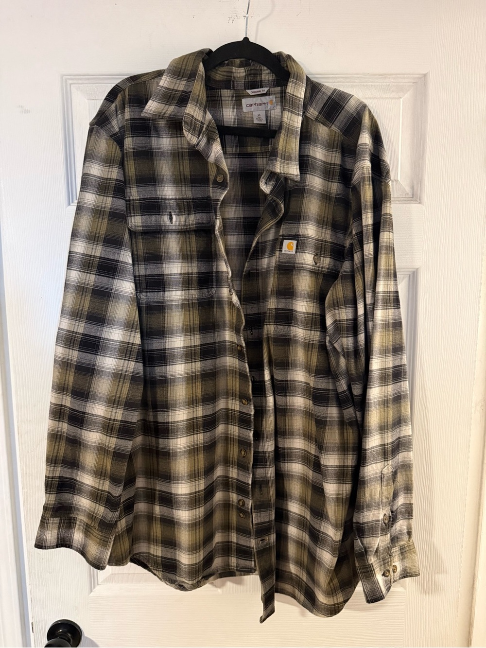 Carhartt Olive Black Cream Plaid Work Shirt Jacket